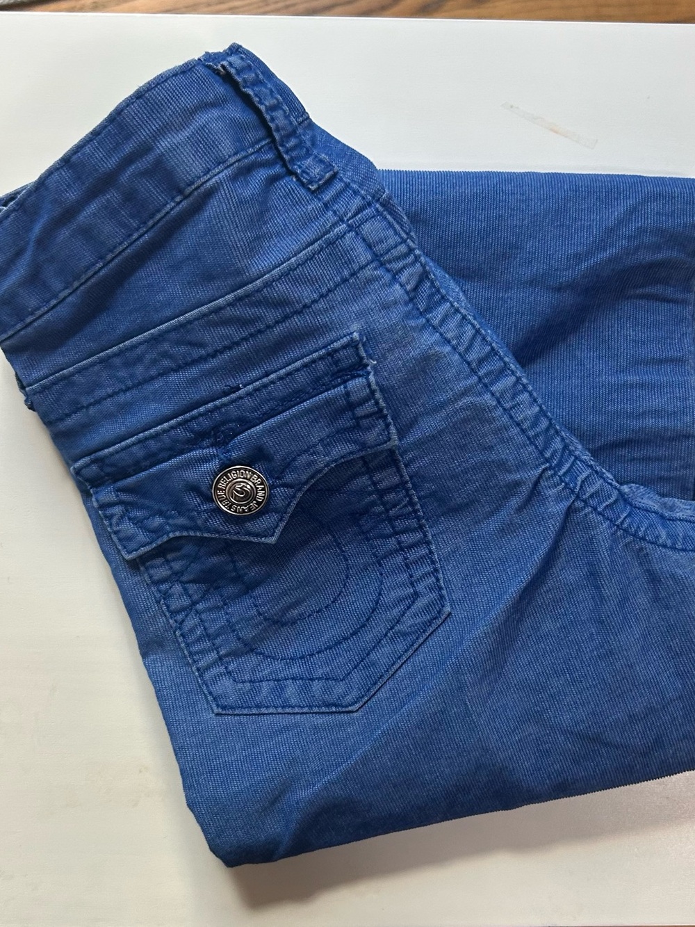 True Religion Blue Kids Jeggings with Signature Pocket Button